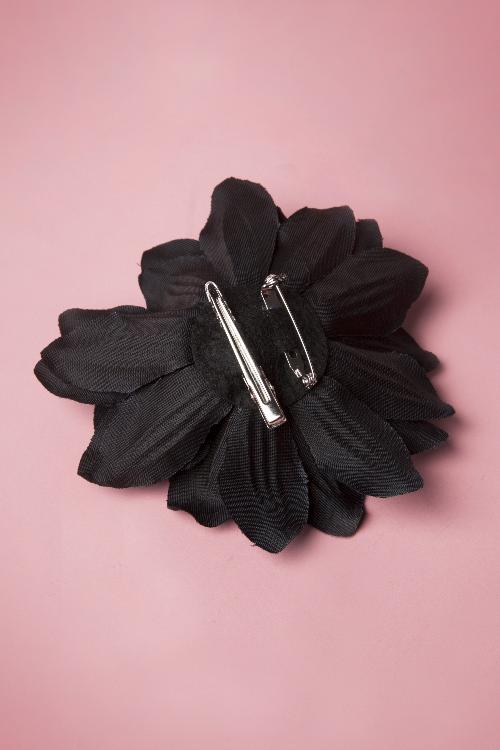 ZaZoo - 50s Flower Hair Clip & Brooch in Black 3