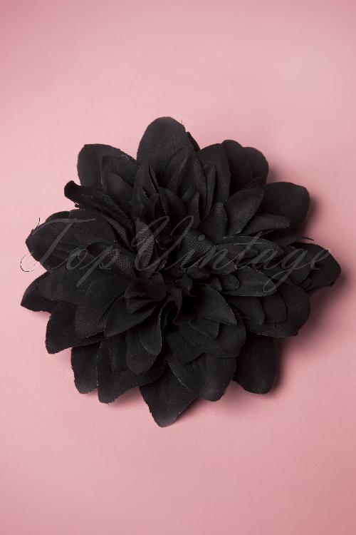 ZaZoo - Flower Hair Clip & Broche Années 50 en Noir