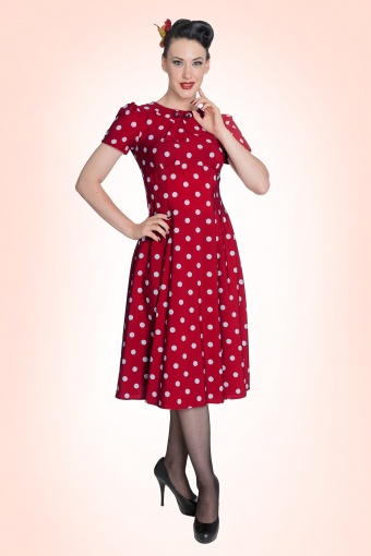 50s Madden Dress in Red And Pink Polkadot