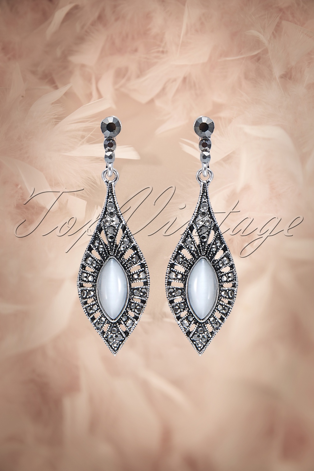 20s Antique Silver Teardrop Earrings