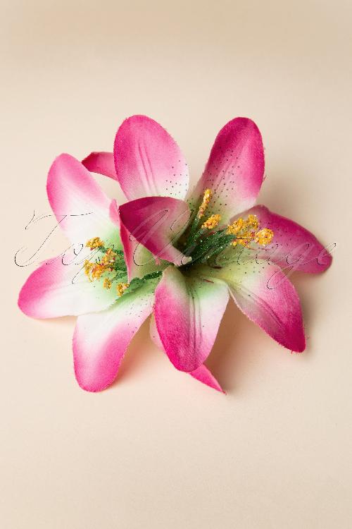 ZaZoo - Roze lelie bloem haarclip 3