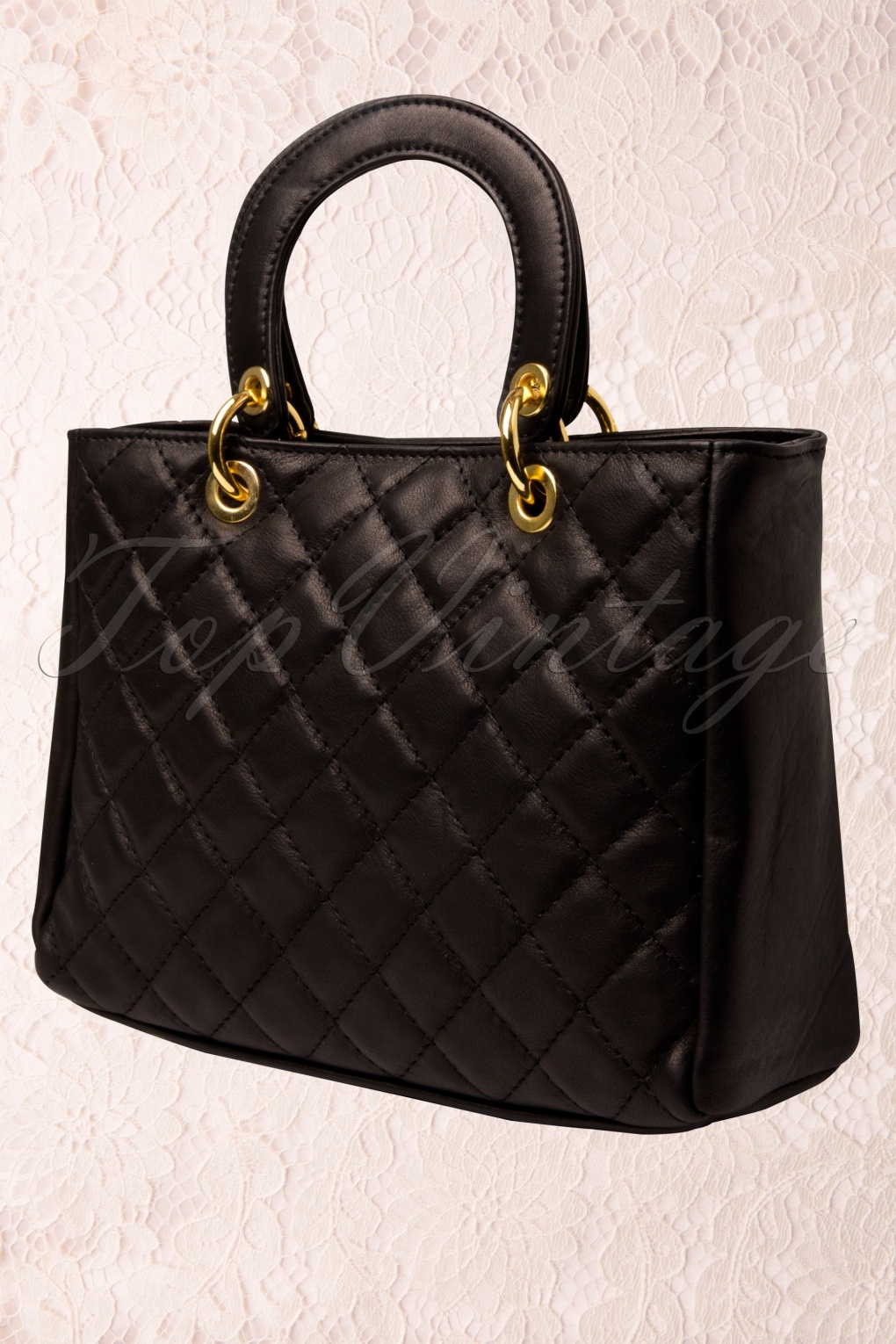 50s Coco Classic Quilted bag Chanel style Black Leather