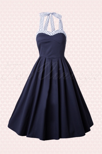 Lindy bop 1023013717 navy halter dots dress 20140706 0002w