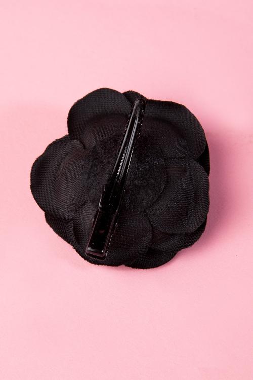 ZaZoo - 50s Pin-Up Pair Of Black Flower Hairclips 3
