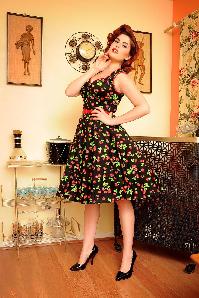 Pinup Couture - Heidi Black Cherry Swing dress 2