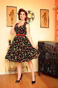 Pinup Couture - Heidi Black Cherry Swing dress