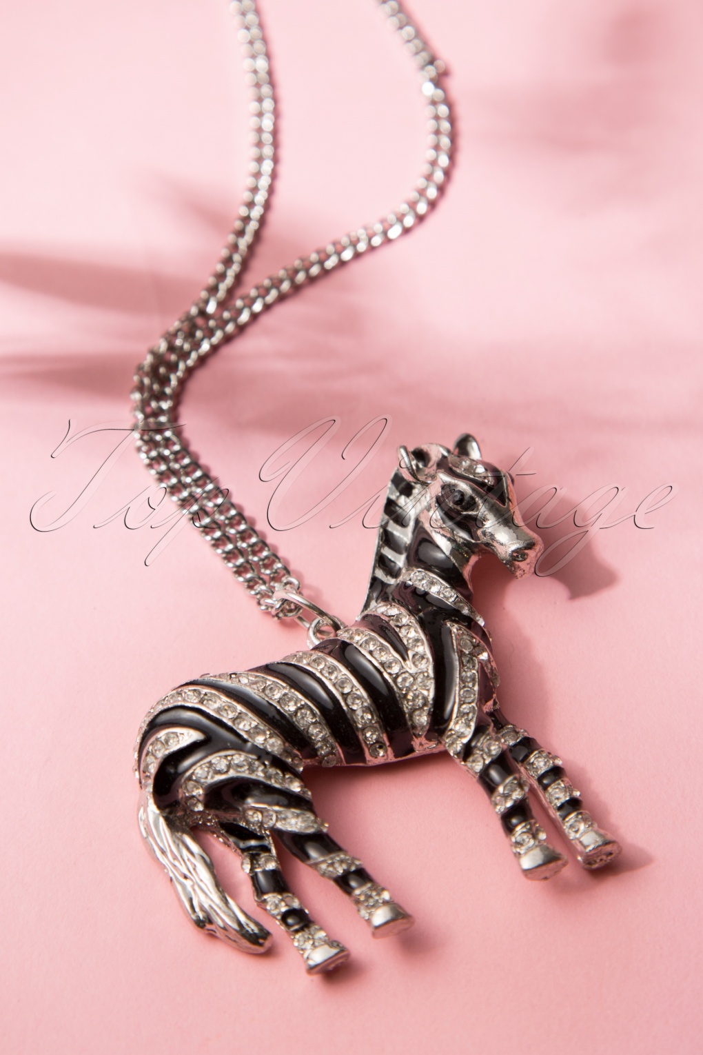 Silver Diamond Zebra Necklace
