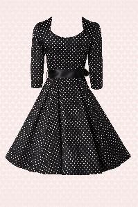 Hearts & Roses - Sofie Polkadot Swing Dress Années 1950 en Noir et Blanc 7