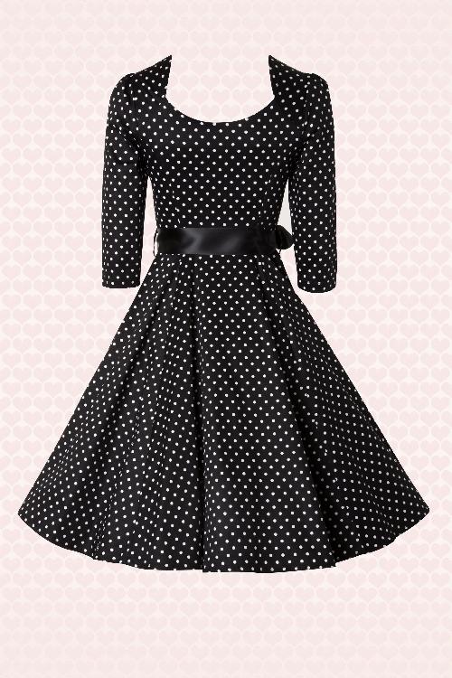 Hearts & Roses - 50s Sofie Polkadot Swing Dress in Black And White 7