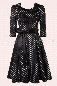 Hearts & Roses - Sofie Polkadot Swing Dress Années 1950 en Noir et Blanc 4