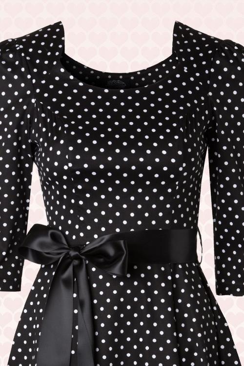 Hearts & Roses - 50s Sofie Polkadot Swing Dress in Black And White 5