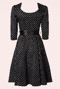 Hearts & Roses - Sofie Polkadot Swing Dress Années 1950 en Noir et Blanc 8
