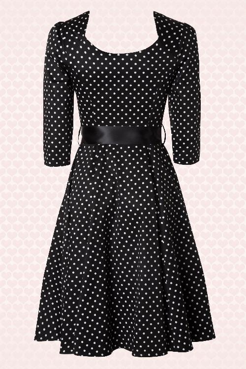 Hearts & Roses - Sofie Polkadot Swing Dress Années 1950 en Noir et Blanc 8