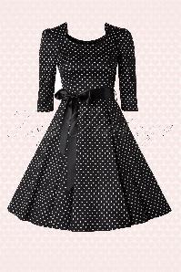 Hearts & Roses - 50s Sofie Polkadot Swing Dress in Black And White 3