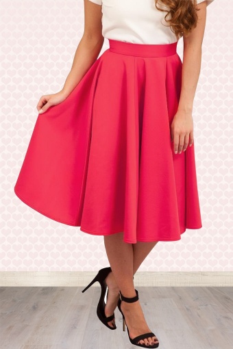 50s Lola Circle Skirt Raspberry Red