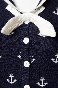 Banned Retro - Sailor Anchors Bow Cardigan in Marineblau 4