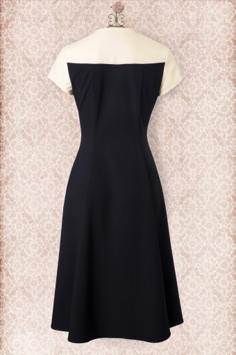 navy blue and cream outfit
