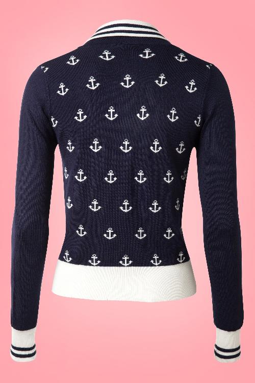 Banned Retro - Sailor Anchors Bow Cardigan in Navy 3