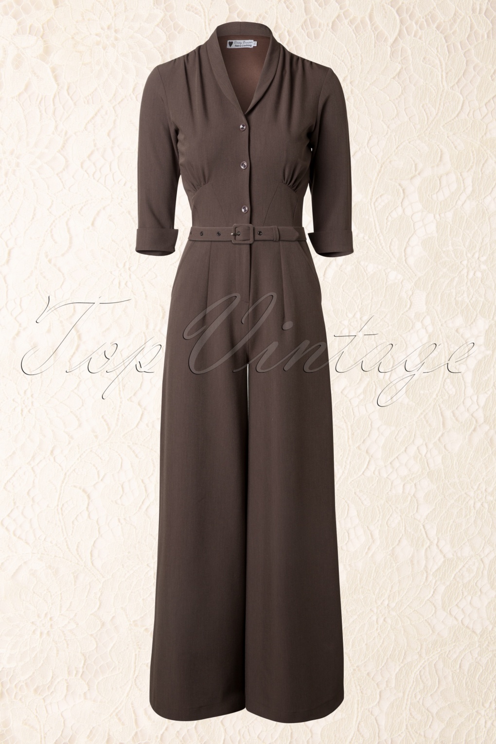 60s Francine Jumpsuit in Brown