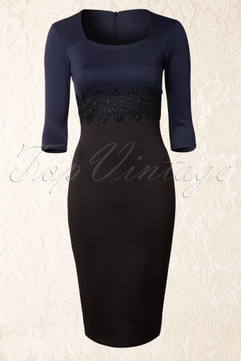 Vintage Chic Midi Navy Lace Bodycon Dress 10031 14235 20141009 0004W