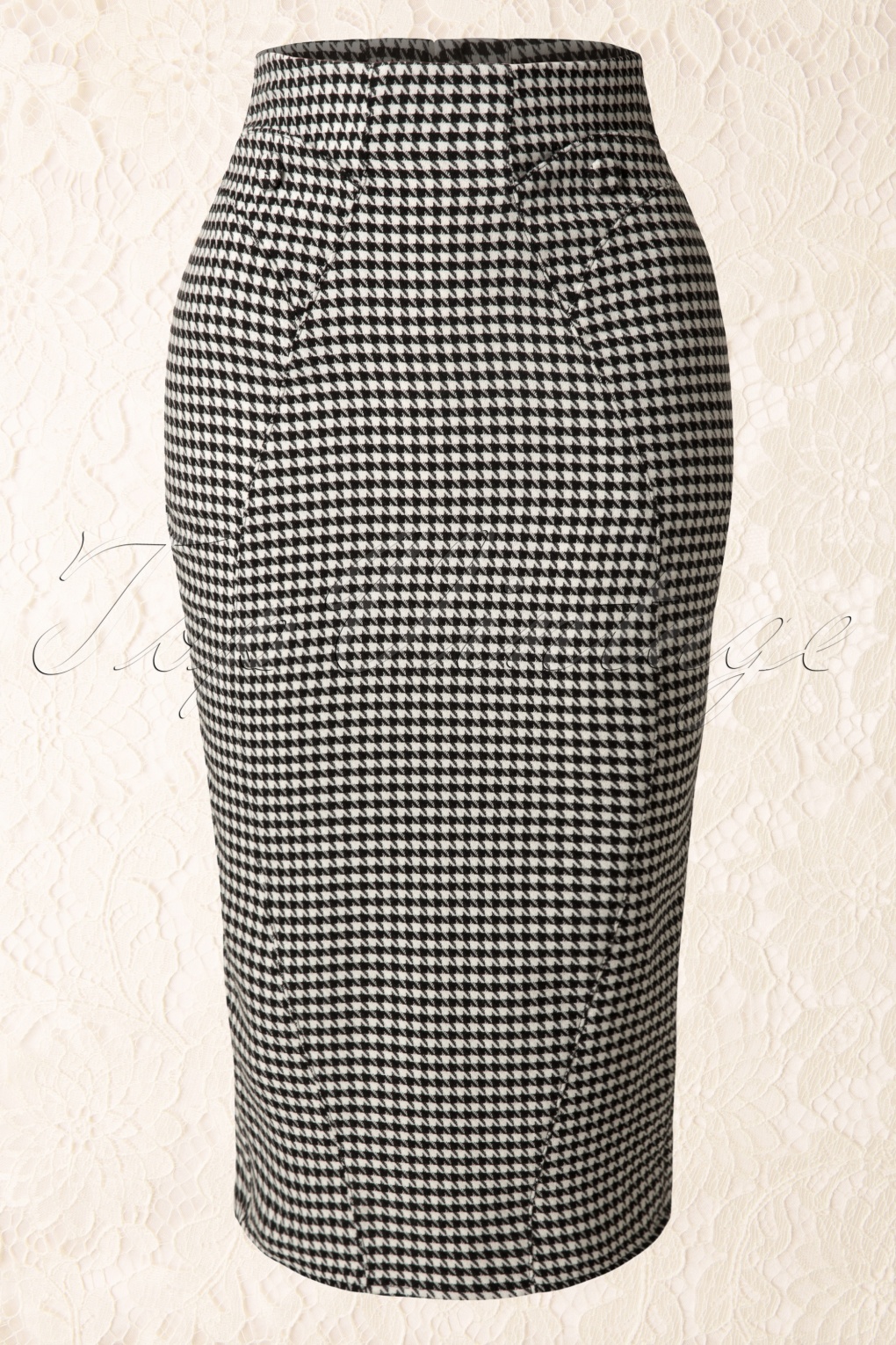 Topvintage Exclusive 50s Houndstooth Pencil Skirt