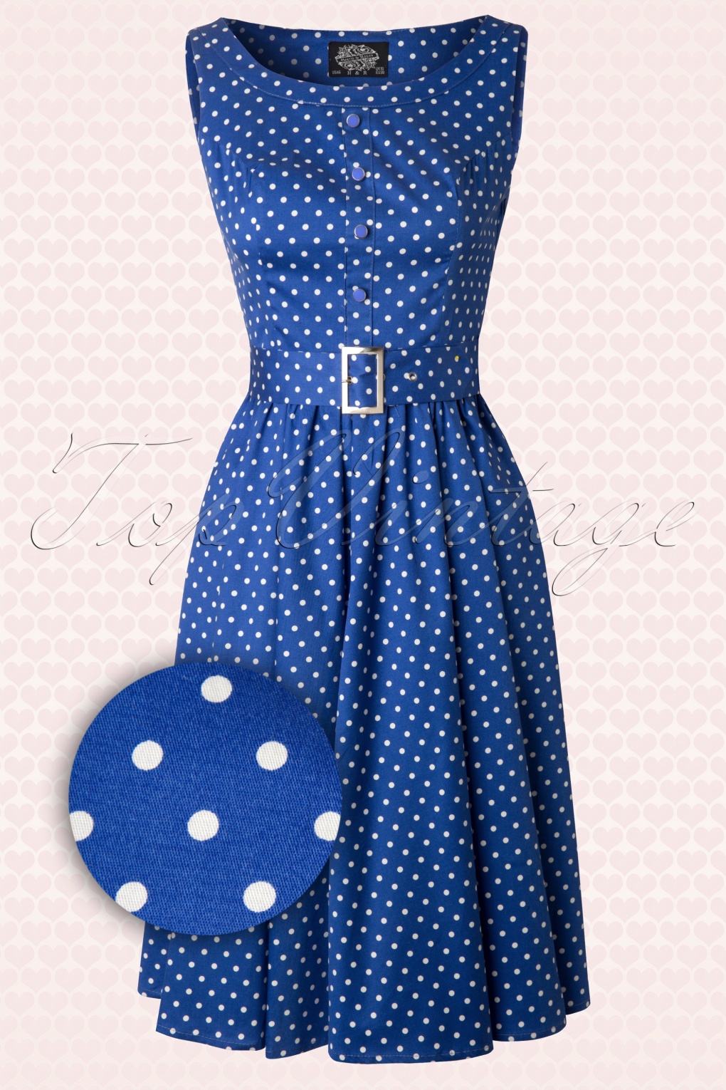 50s Sally Polkadot Swing Dress in Blue