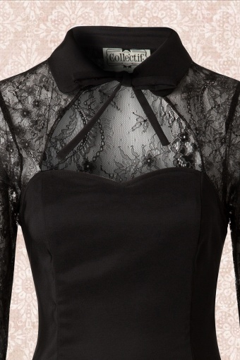 50s Renee Lace Pencil Dress in Black
