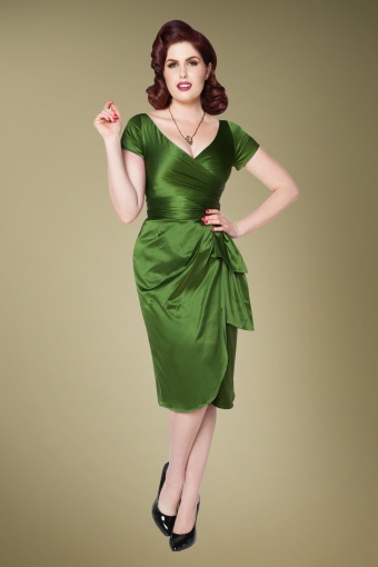60s Ava Pencil Dress in Jade Green