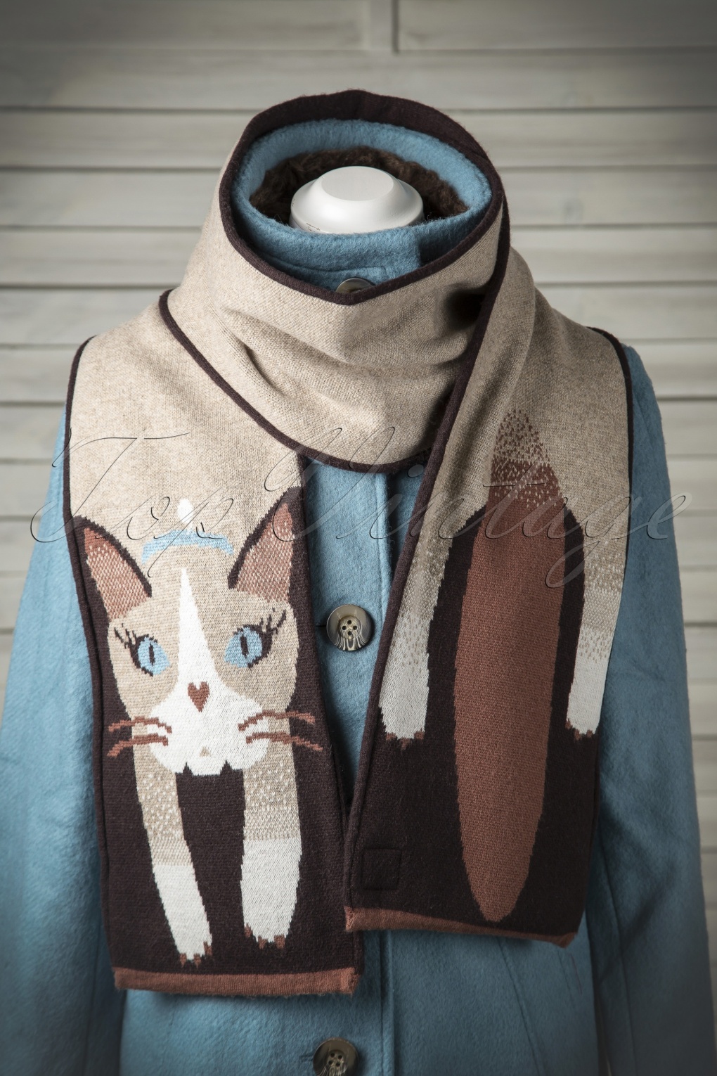 60s Cat Scarf in Brown