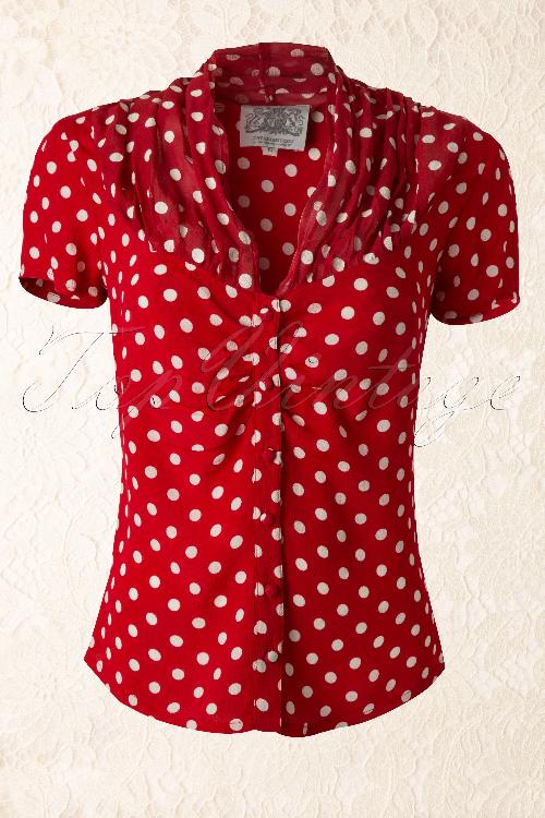The Seamstress of Bloomsbury - 40s Paula Polkadot Blouse in Red and White 2