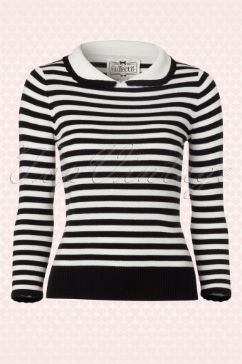 Collectif Clothing Charlie Striped Jumper Black and White 14336 20140714 0005W2