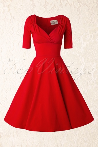 Collectif Clothing - Trixie Doll swing jurk in rood 4