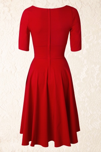 Collectif Clothing - Trixie Doll Swing Dress Années 50 en Rouge 6