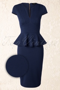 Vintage Chic for Topvintage - 50s Carese Peplum Dress in Navy and Black 3