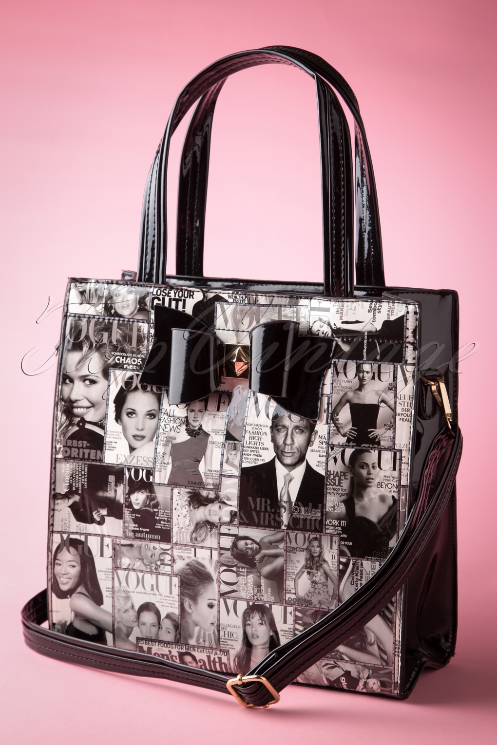 Vogue Magazine Bow Bag in Black