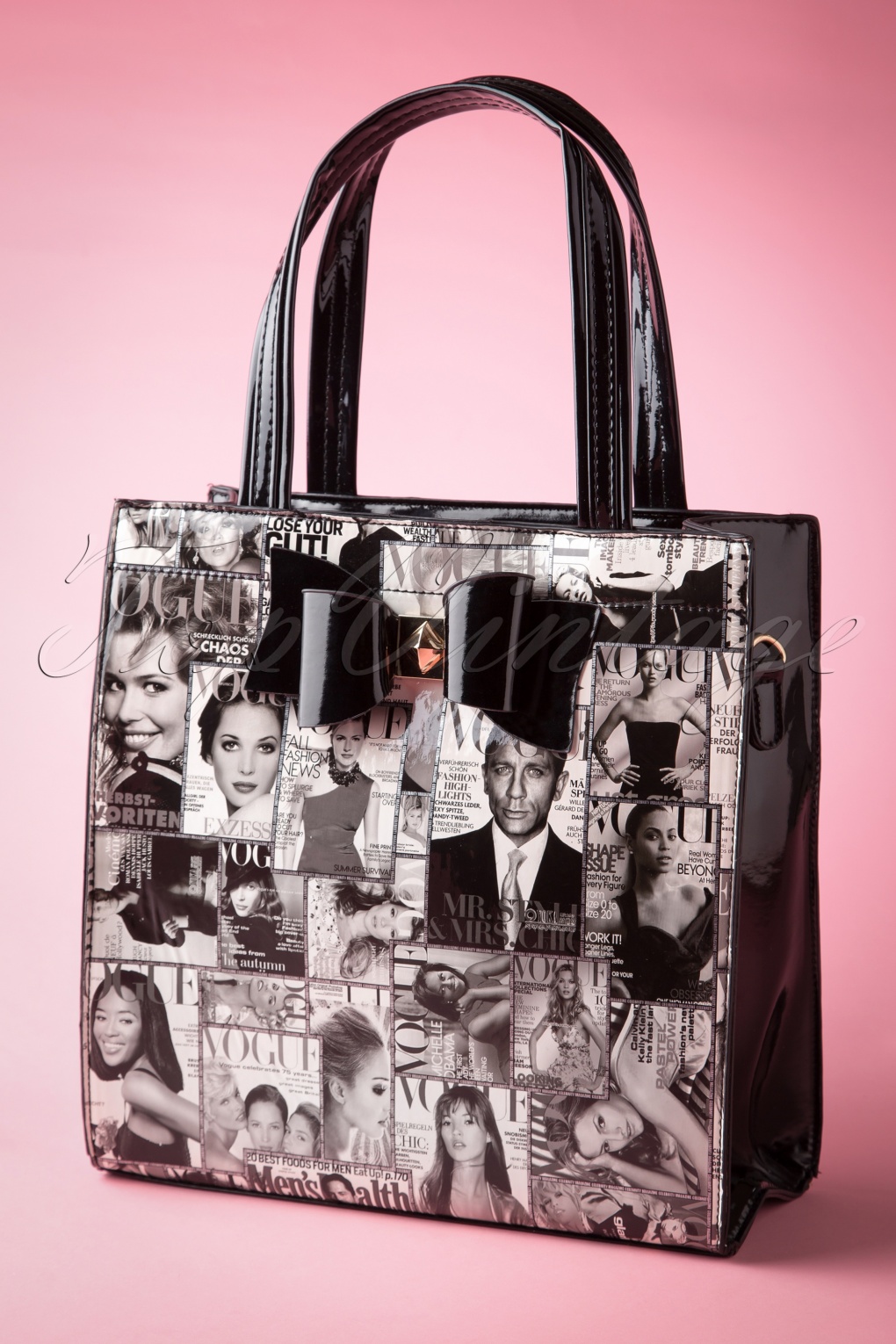 Vogue Magazine Bow Bag in Black