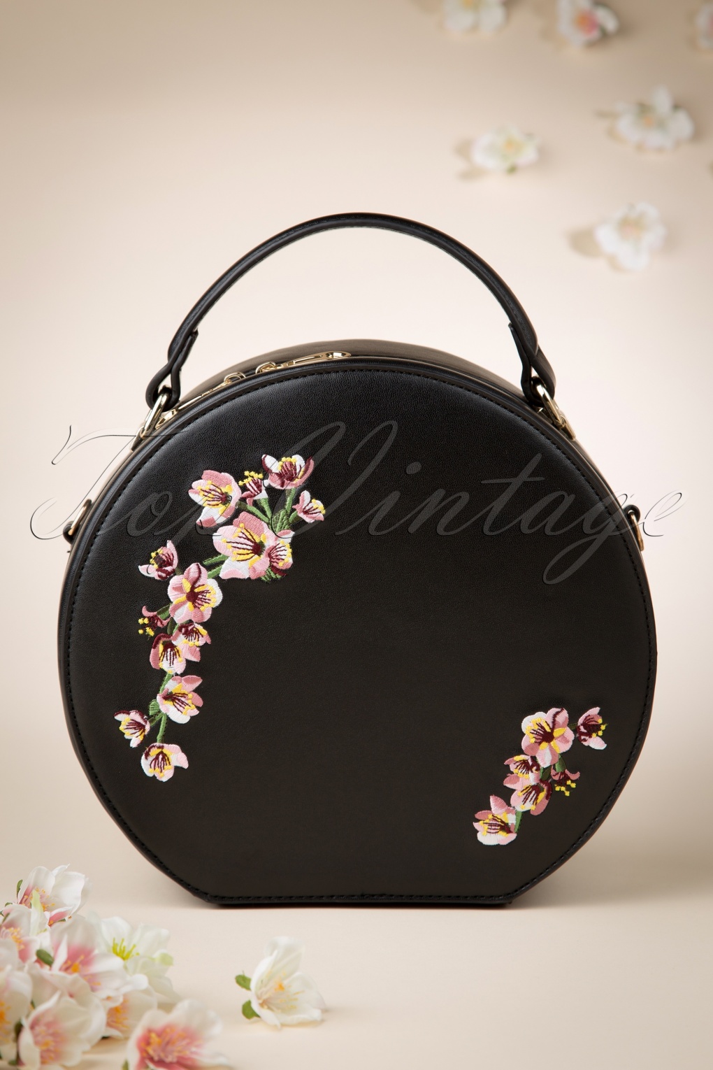 40s June Dreamy Round Handbag in Black