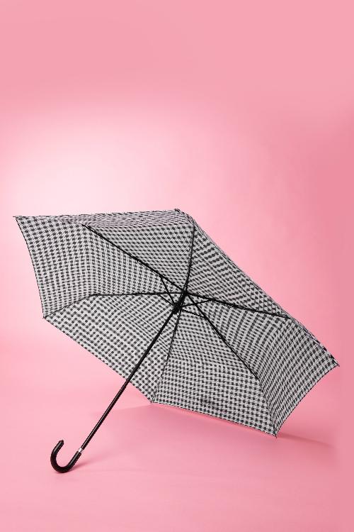 So Rainy - Gracie Gingham-Regenschirm in Schwarz und Weiß 2