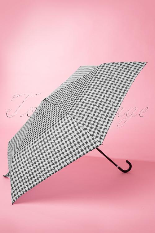 So Rainy - Gracie Gingham-Regenschirm in Schwarz und Weiß