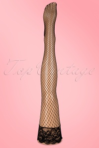 Lovely Legs - Kitten Backseam Lace Net Thigh Hi with Satin Bow Années 60  4