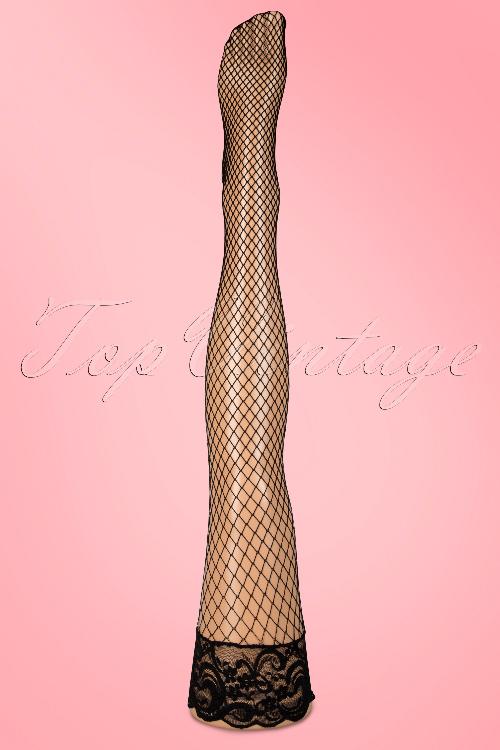 Lovely Legs - Kitten Backseam Lace Net Thigh Hi mit Satinschleife 4