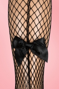 Lovely Legs - 60s Kitten Backseam Lace Net Thigh Hi with Satin Bow  3