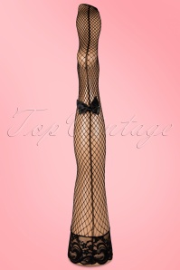 Lovely Legs - 60s Kitten Backseam Lace Net Thigh Hi with Satin Bow  2