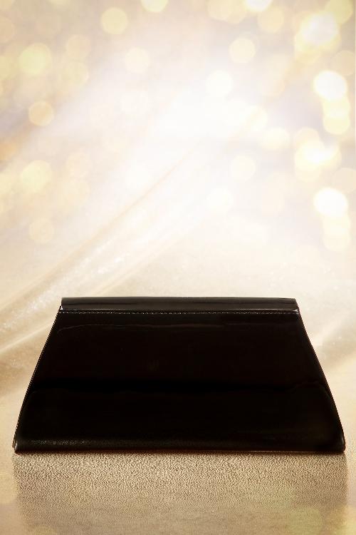 Topvintage Boutique Collection - Stella Lacquer Bow Bag Années 50 en Noir 7