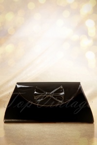 Topvintage Boutique Collection - Stella Lacquer Bow Bag Années 50 en Noir 2