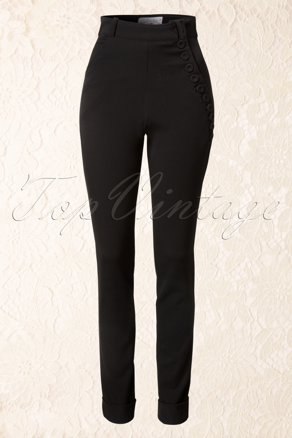 50s Nicola High Waisted Stretch Pants in Black