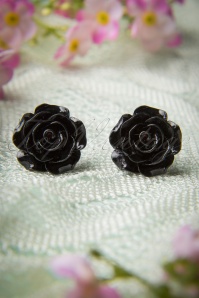 Collectif Clothing - 50s English Rose Earstuds Black 5