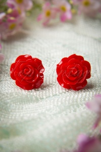 Collectif Clothing - English Rose Earstuds Années 50 en Rouge