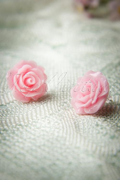 Collectif Clothing - 50s English Rose Earstuds Blush Pink 4