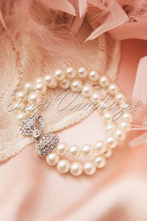 Collectif Clothing - 30s Sweet Bow Double Pearl Necklace